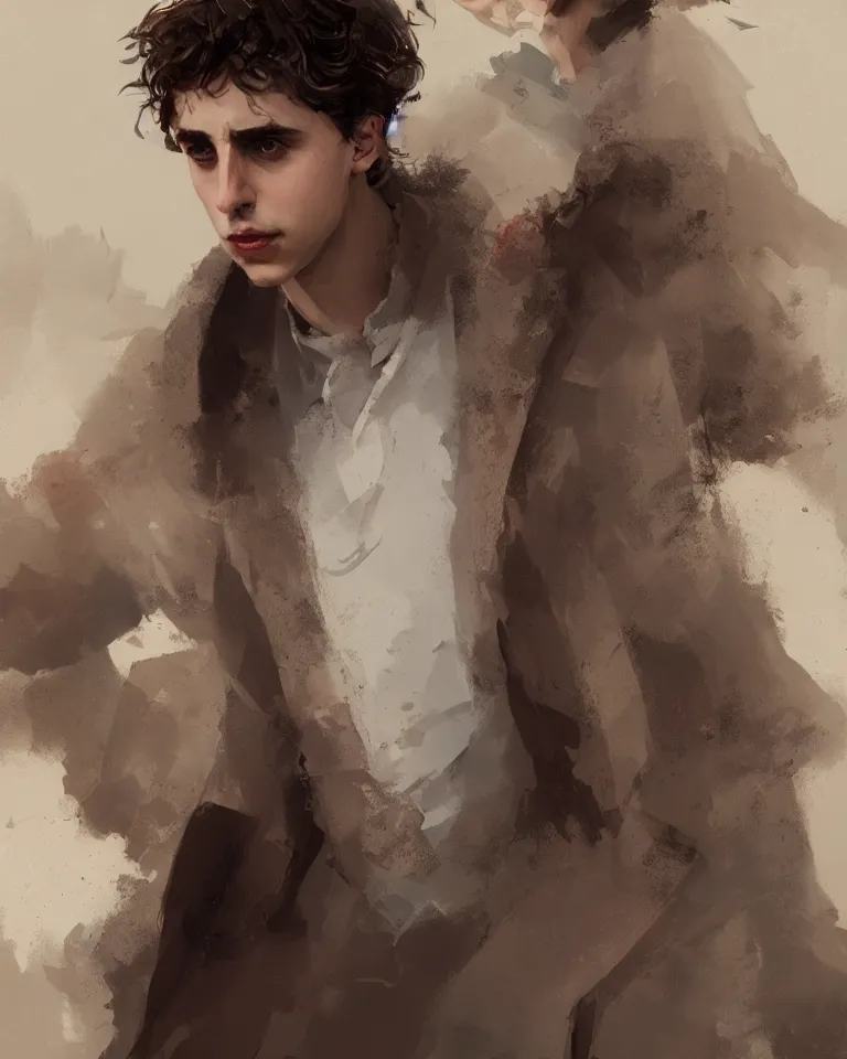 Prompt: portrait of timothy chalamet, artstation, greg rutkowski, 4 k, concept art, matte painting