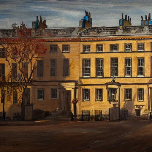 Prompt: A painting of ten downing street in the year 2040, 4k Ultra HD