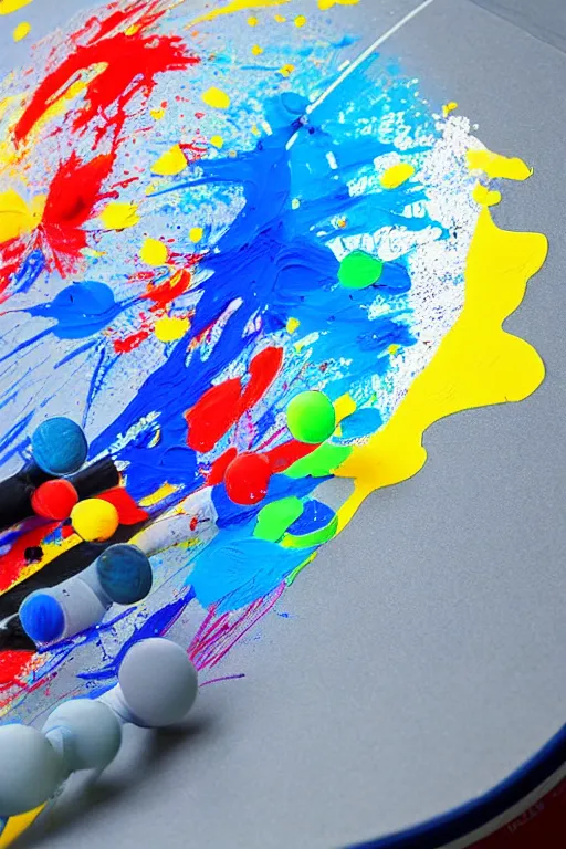 Prompt: table tennis art, paint splatters colorful