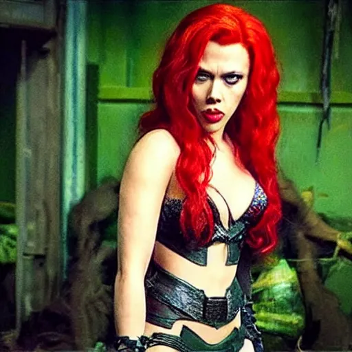 Prompt: “ scarlett johansson as poison ivy in batman movie ”