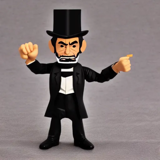 Prompt: abraham lincoln, stop motion vinyl action figure, plastic, toy, butcher billy style