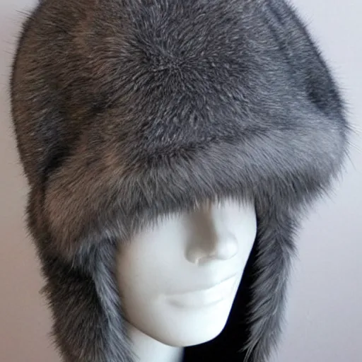 Image similar to gray fur hat soviet russian winter fur cap with earflaps ushanka