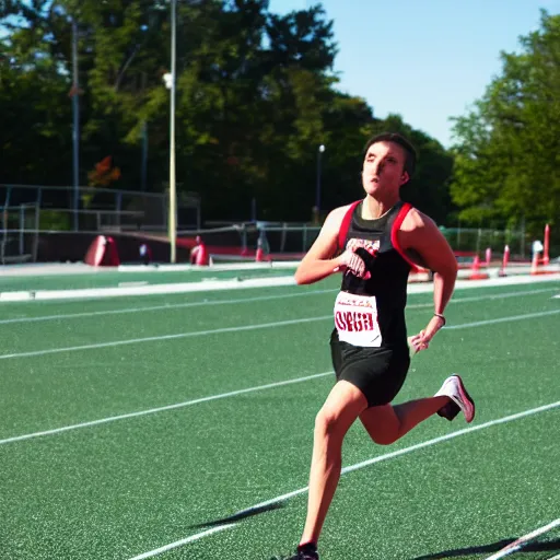 Prompt: track athlete running in an east stroudsburg university uniform, high detail, ultra realistic