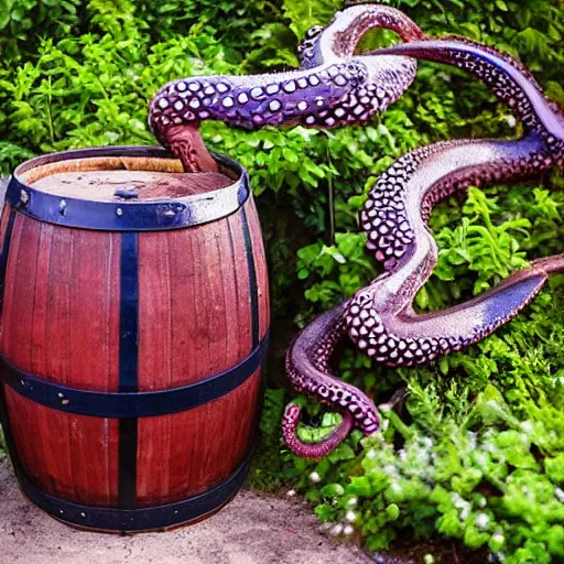 Image similar to a barrel with tentacles coming out of it