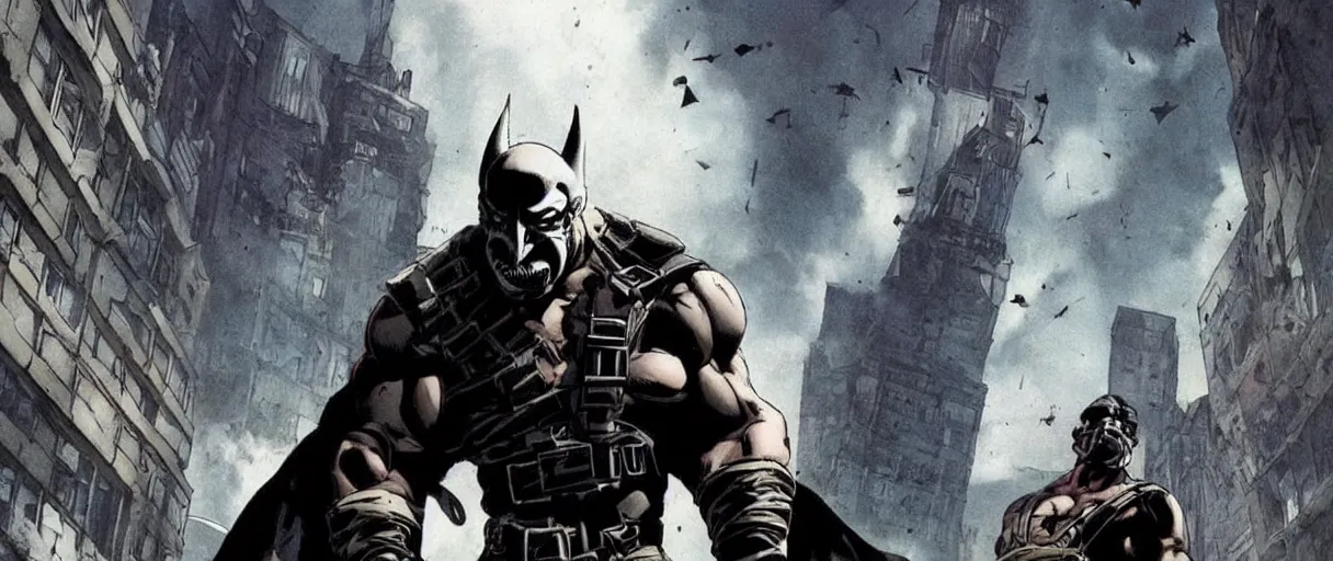 Image similar to A promotional photo of Bane from The Dark Knight Returns; extraordinary masterpiece!!!!