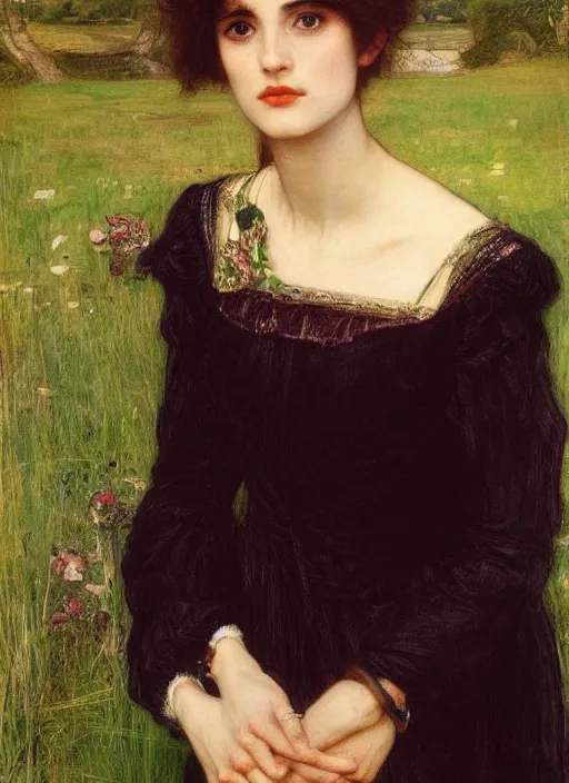 Prompt: a beautiful painting of young winona ryder by John Everett Millais and Dante Gabriel Rossetti and John Collier and john william waterhouse, pre-raphaelite, detailed, trending on artstation, hd, masterpiece