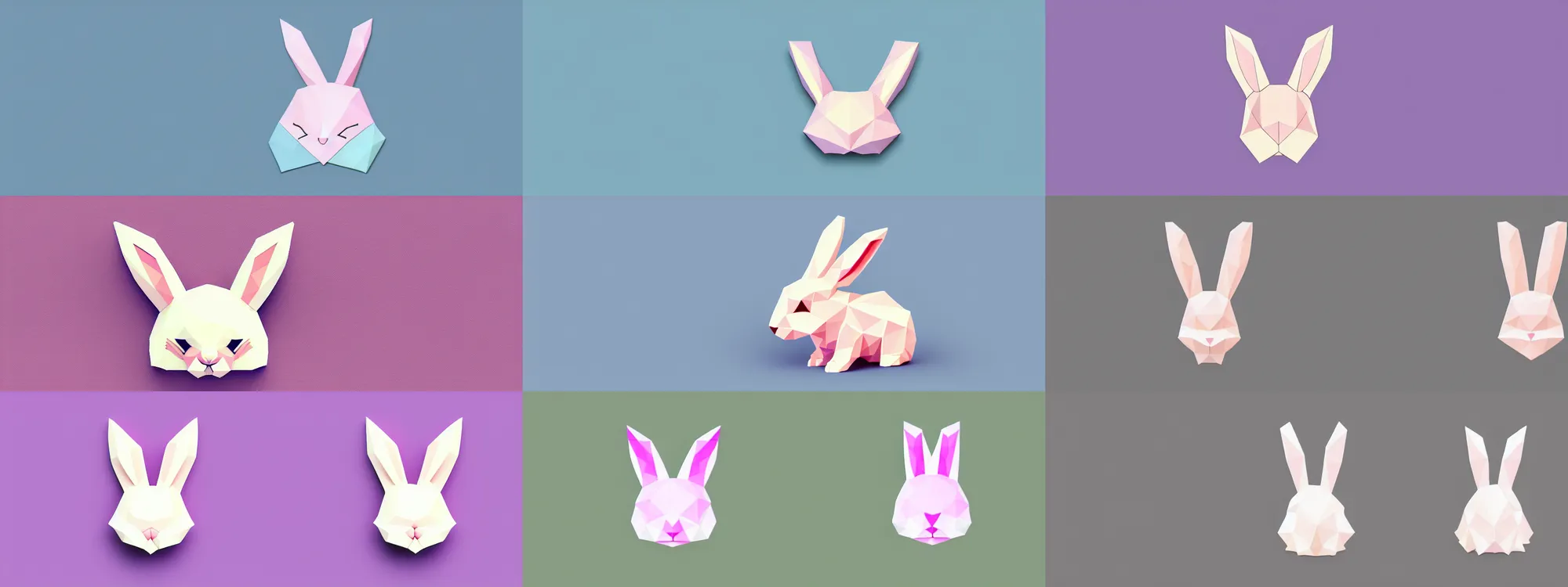 Prompt: a cute low poly bunny rabbit logo, in pastel colors, 2d digital desktop background