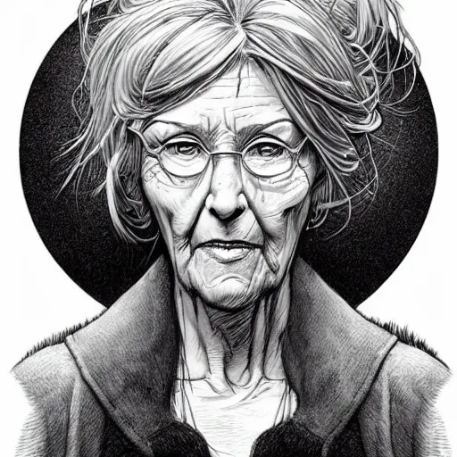 Image similar to a beautiful portrait of an old woman Travis Charest style