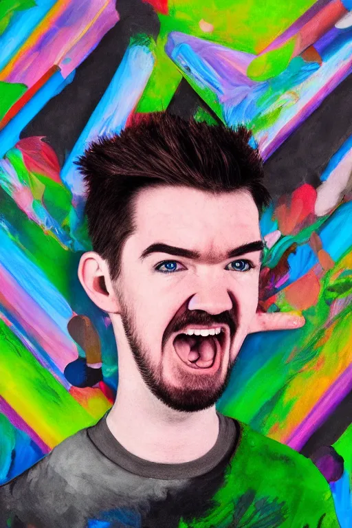 Image similar to Sean McLoughlin, Jacksepticeye, Irish Youtuber, solo portrait, yelling super loud, extreme yelling 🎨🖌️