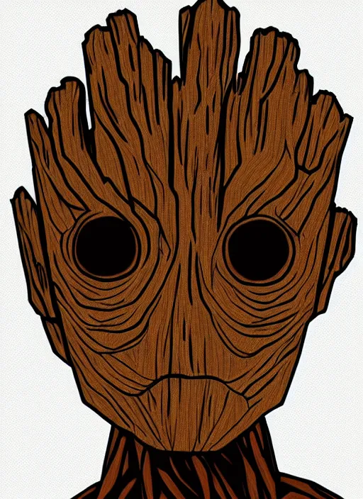 Prompt: symmetry!! portrait of groot, minimalist