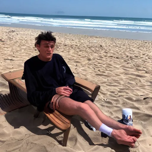 Image similar to Diego maradonna smoking a spliff at the beach