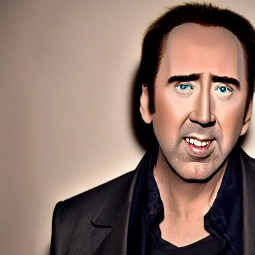 Prompt: a completely strange photo of nic cage