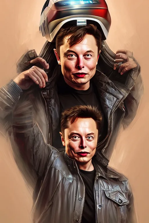 Image similar to elon musk as marty mcfly getting out of delorean, realistic portrait, symmetrical, highly detailed, digital painting, artstation, concept art, smooth, sharp focus, illustration, cinematic lighting, art by artgerm and greg rutkowski and alphonse mucha