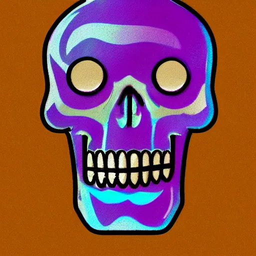 Prompt: icon representing a sleek iridescent purple skull with diamond teeth