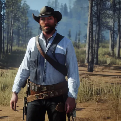 Image similar to Film still of Felix Kjellberg, from Red Dead Redemption 2 (2018 video game)