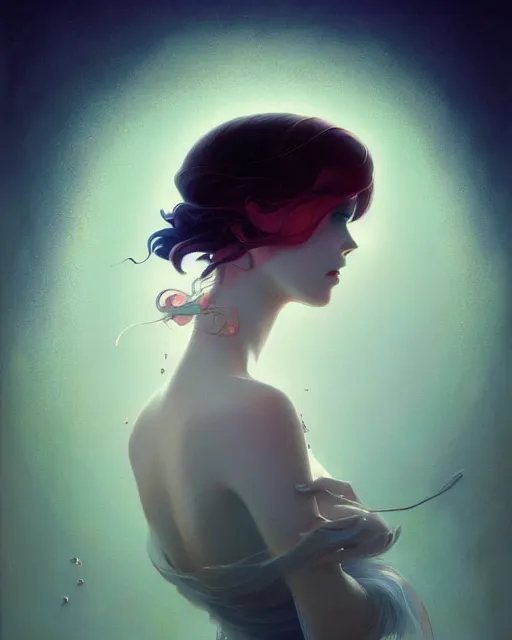 Prompt: soul colors - driven, silk, fractal crystal, serenity, by ilya kuvshinov, greg rutkowski, tom bagshaw, james jean, victo ngai, ryohei hase, thomas kinkade, elegant, masterpiece, award winning