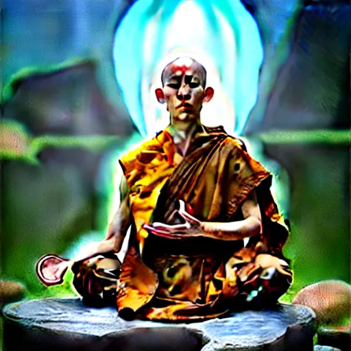 Image similar to a monk levitating water by meditating, digital art, fantasy art, matte painting