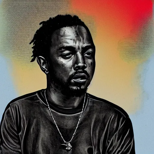 Prompt: kendrick lamar, portrait, by dan hillier