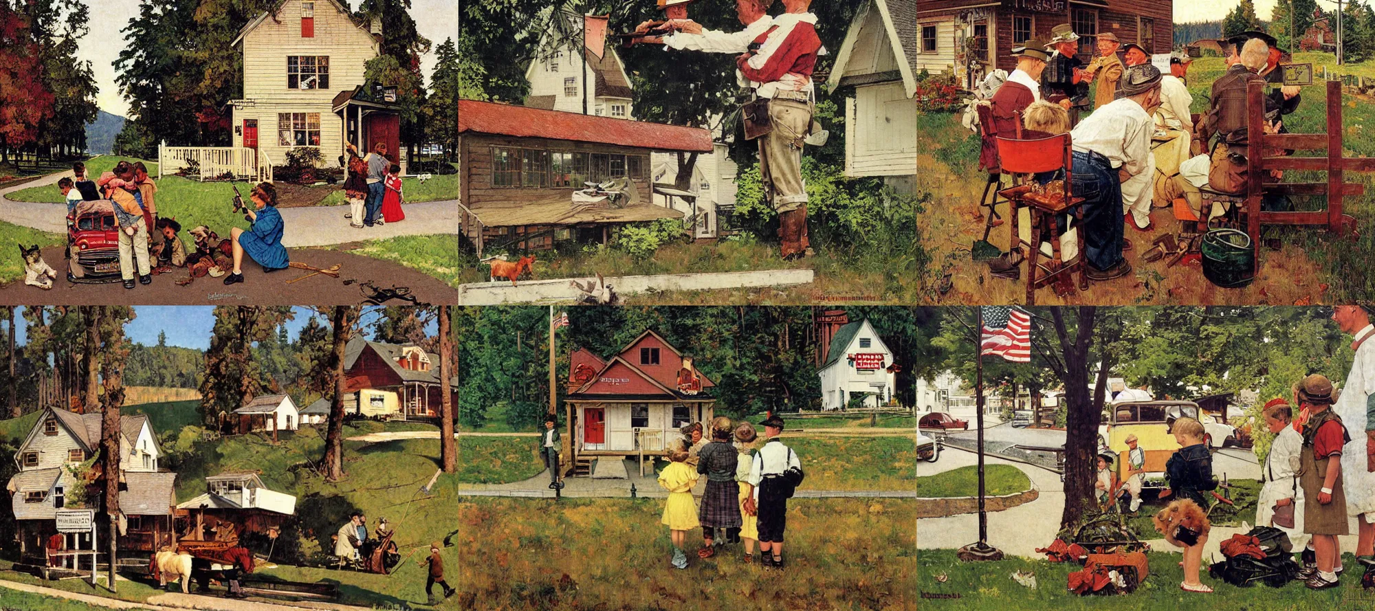 Prompt: town of scenic, washington, painting by norman rockwell