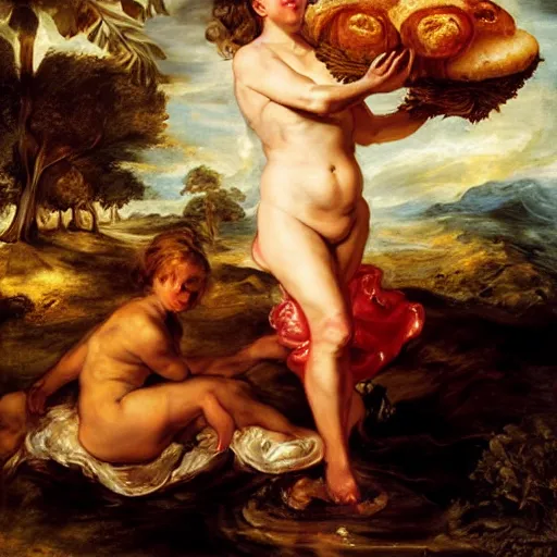 Image similar to heavenly summer sharp land sphere scallop hamburger soda auslese , by Peter Paul Rubens and Eugene Delacroix and Karol Bak , Hyperrealism , digital illustration , fauvist