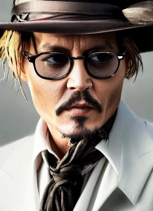 Prompt: portait of Johnny Depp, sharp focus, illustation, stunning lighting, realistic character concept, light atmosphere, golden ration, cinematic lighting, high resolution, insanely detailed and intricate, art by Hayao Miyazaki and Matt Groening, 8k