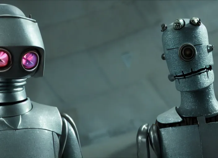 Image similar to film still of bender in the scifi movie, 4 k