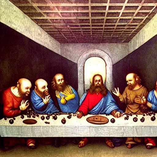 Prompt: minions the last supper painting by leonardo da vinci