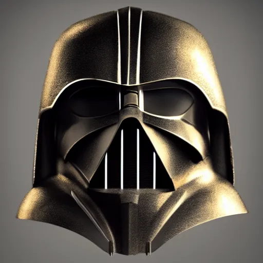 Image similar to realistic templar knight helm design inspired by darth vader, epic scale, character concept art, face symmetry, intricate accurate details, artstation trending, octane render, cinematic color grading, soft light, rule of thirds, golden ratio, like a professional model, cinematic, 8 k, clear.