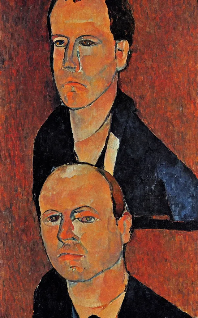 Prompt: a portrait of Jack Bauer painted by Amedeo Modigliani