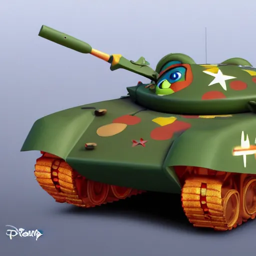 Prompt: very cute Abrams tank, disney pixar Cars character concept artwork, big eyes, 3d concept, high detail iconic character for upcoming film, 8k octane render