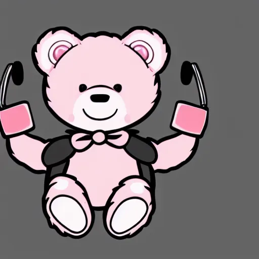 Image similar to a cute pink cuddly bear wearing headphones vector logo