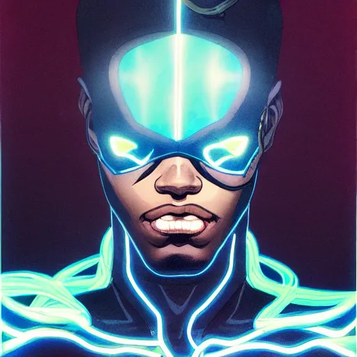 Prompt: prompt : black lightning portrait soft light painted by james jean and katsuhiro otomo and erik jones, inspired by evangeleon anime, smooth face feature, intricate oil painting, high detail illustration, sharp high detail, manga and anime 1 9 9 9