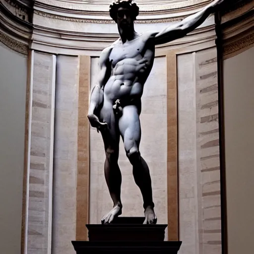Image similar to david of michelangelo but with a very big aparatus