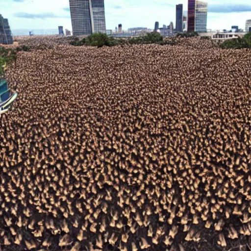 Image similar to national geographic photo of a swarm of danny devitos