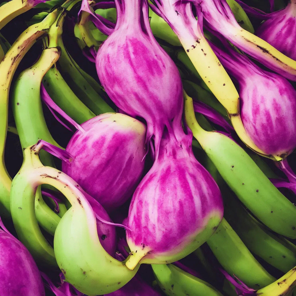 Image similar to banana that resembles dragon fruit, hyper real, food photography, high quality