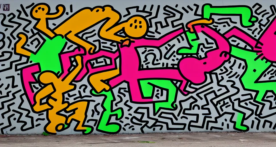 Image similar to fear and disgust, Keith haring, graffiti, 4K