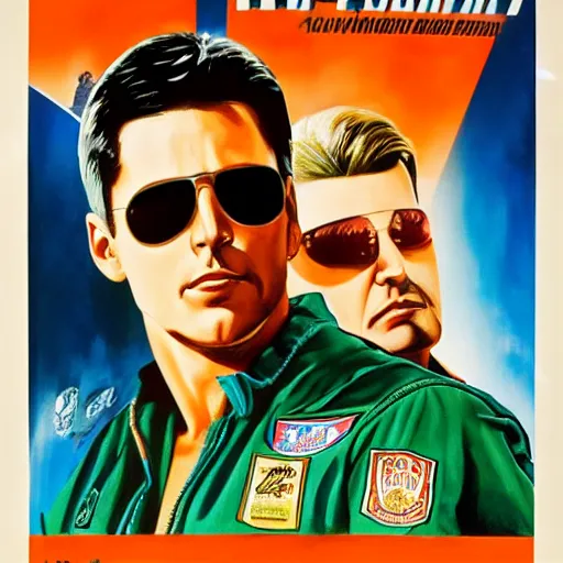 Image similar to hungarian movie poster for top gun, painted