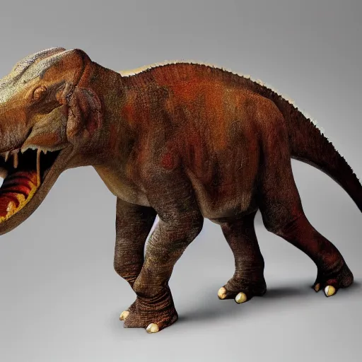 Image similar to a tyrannosaurius elephant chimera,