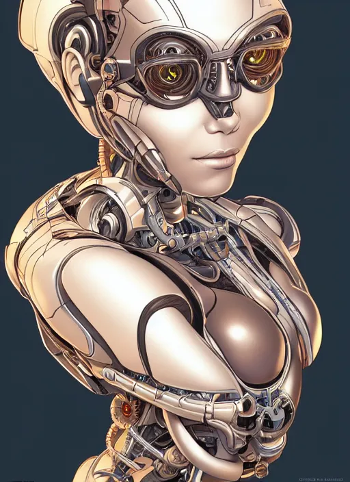 Image similar to portrait of a beautiful cyborg woman by Yukito Kishiro, biomechanical, hyper detailled, trending on artstation