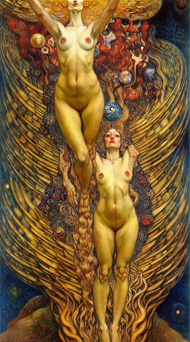 Image similar to Divine Chaos Engine by Karol Bak, Jean Delville, William Blake, Gustav Klimt, and Vincent Van Gogh, symbolist, visionary