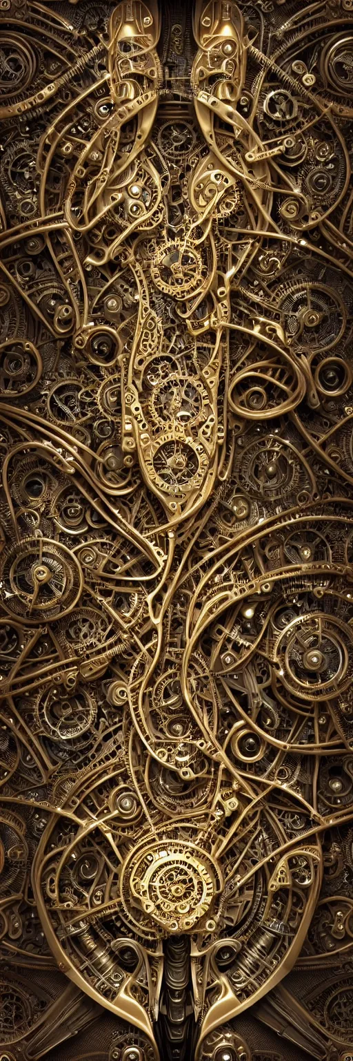 Image similar to seamless pattern of steampunk cybernetic biomechanical matahari, 3 d model, very coherent symmetrical artwork, unreal engine realistic render, 8 k, micro detail, gold white plastic and steel intricate, elegant, highly detailed, digital painting, artstation, smooth, sharp focus, illustration, artgerm, tomasz alen kopera, wlop