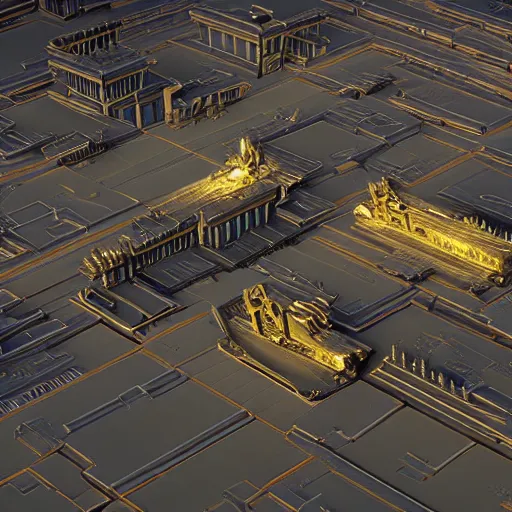 Image similar to a scene of a beautiful intricate epic futuristic pharaoh city with a cyber sphynx and hovering chariots taken from a distance, minimalist, cinematic lighting