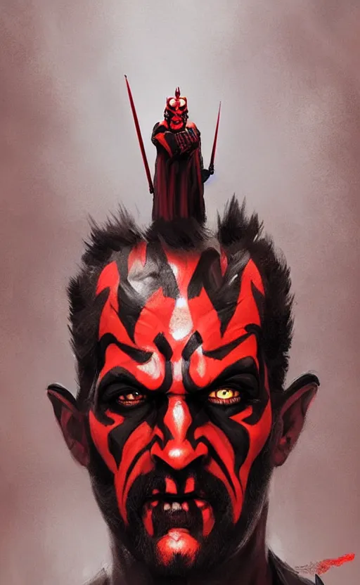 Image similar to Portrait of a Darth maul, male, detailed face, fantasy, highly detailed, cinematic lighting, digital art painting by greg rutkowski