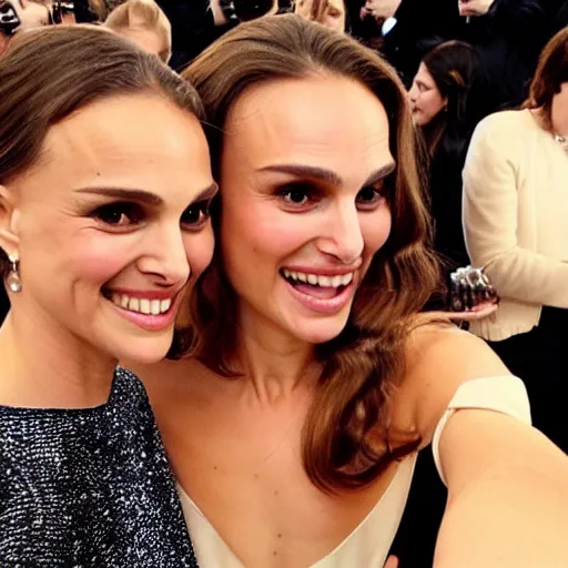 Image similar to Natalie Portman taking a selfie with Keira Knighley