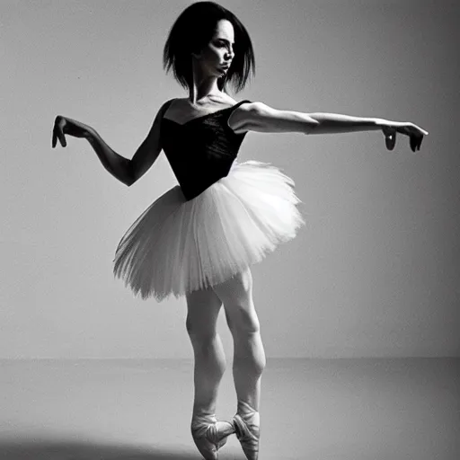 Image similar to nick cave dressed as a ballerina, low angle, studio photography