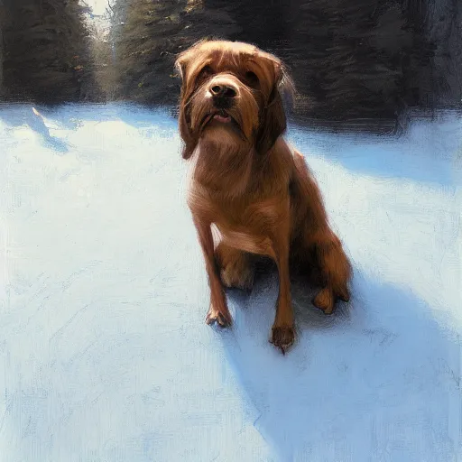 Image similar to dog by Richard Schmid by Jeremy Lipking by moebius by atey ghailan