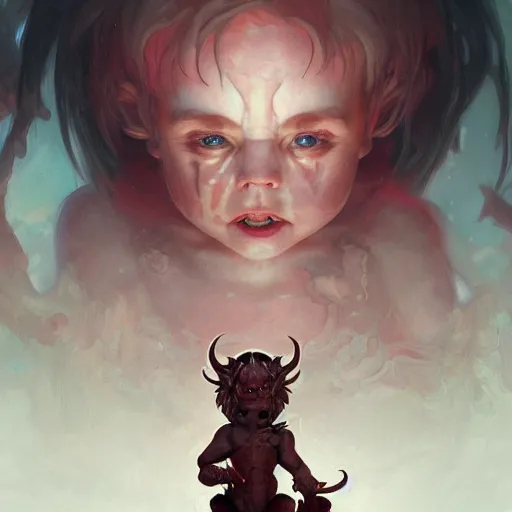 Prompt: cute baby demon in hell, intricate, highly detailed, digital painting, artstation, concept art, smooth, sharp focus, illustration, Unreal Engine 5, 8K, art by artgerm and greg rutkowski and alphonse mucha