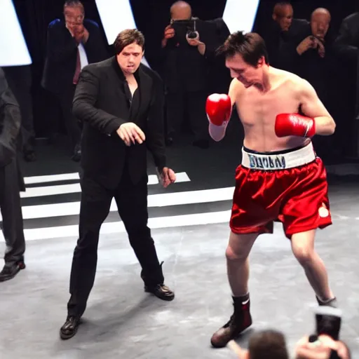 Image similar to Keanu reeves fights elon musk boxing