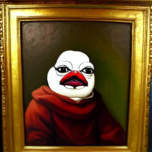 Prompt: pepe love, ancient, history, oil painting