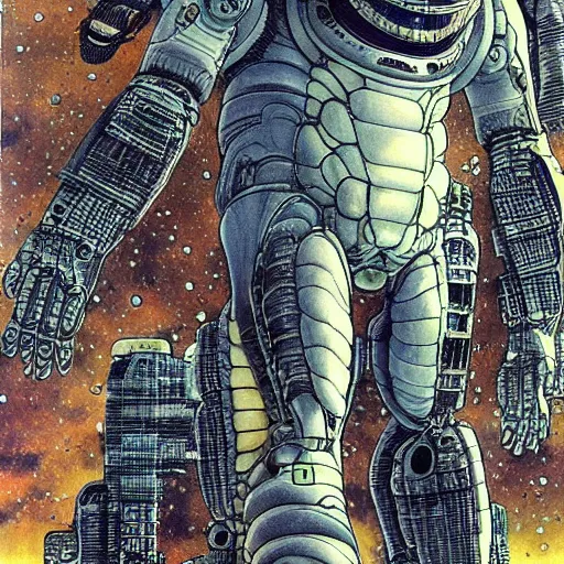 Image similar to A Hyper-Detailed Alien, Future Tech, Art by Katsuhiro Otomo ::